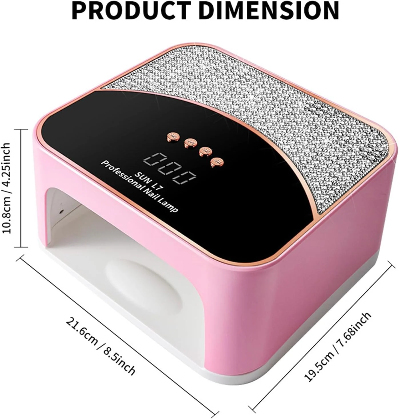 دستگاه خشک کن لاک ژل ناخن ال ای دی یو وی 268 وات JYDFYP با 4 تایمر، دستگاه خشک کن سریع حرفه ای، ابزار طراحی ناخن با نگین