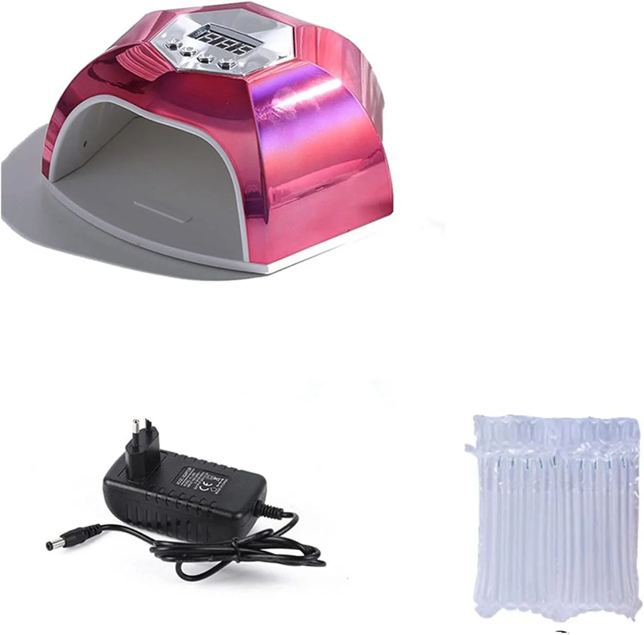 دستگاه خشک کن لاک ناخن 84 وات با 42 عدد لامپ LED با نور بنفش برای خشک کردن لاک ژل با تایمر 10/30/60/99 ثانیه و سنسور اتوماتیک، ابزار مانیکور (قرمز گل رز)
