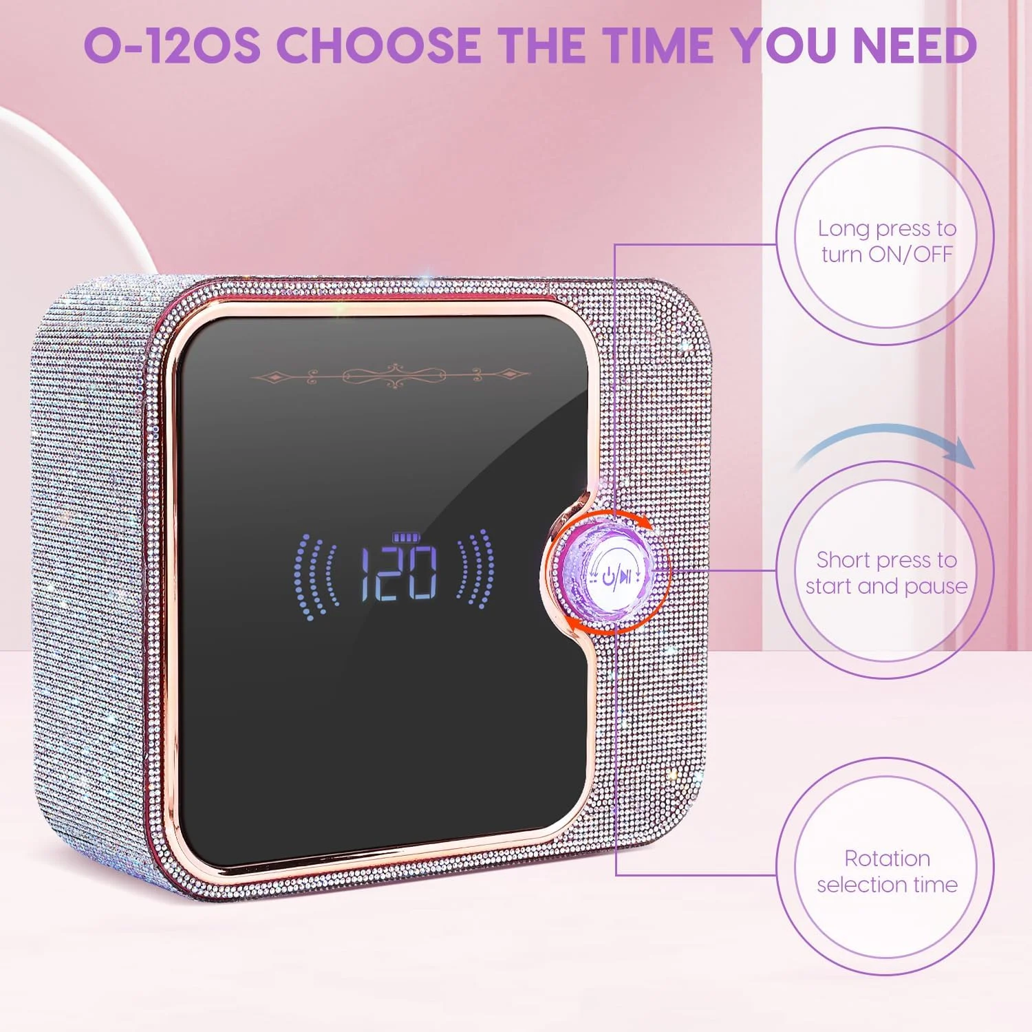 چراغ UV برای ناخن، چراغ ناخن UV قابل شارژ، خشک کن سریع ناخن، چراغ UV لاک ژل، زمان بندی تصادفی 0-120 ثانیه، مناسب برای سالن