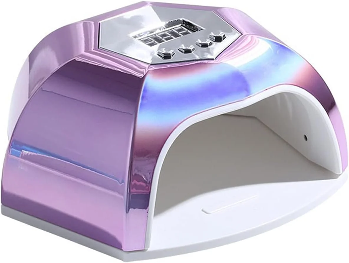 دستگاه خشک کن لاک ناخن 84 وات با 42 عدد لامپ LED با نور بنفش برای خشک کردن لاک ژل با تایمر 10/30/60/99 ثانیه و سنسور اتوماتیک، ابزار مانیکور (قرمز گل رز)
