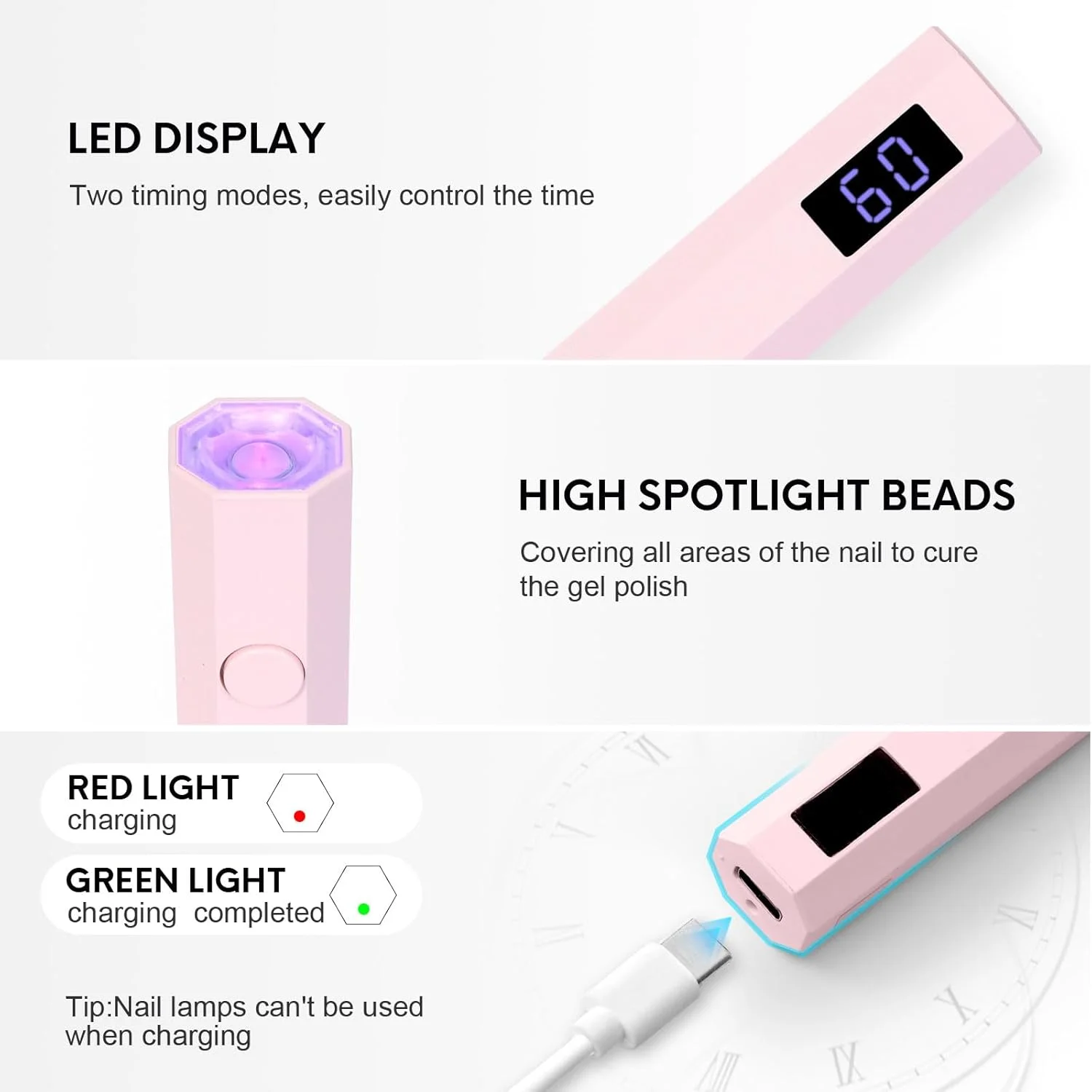 لامپ یو وی برای ناخن های ژلی (صورتی)