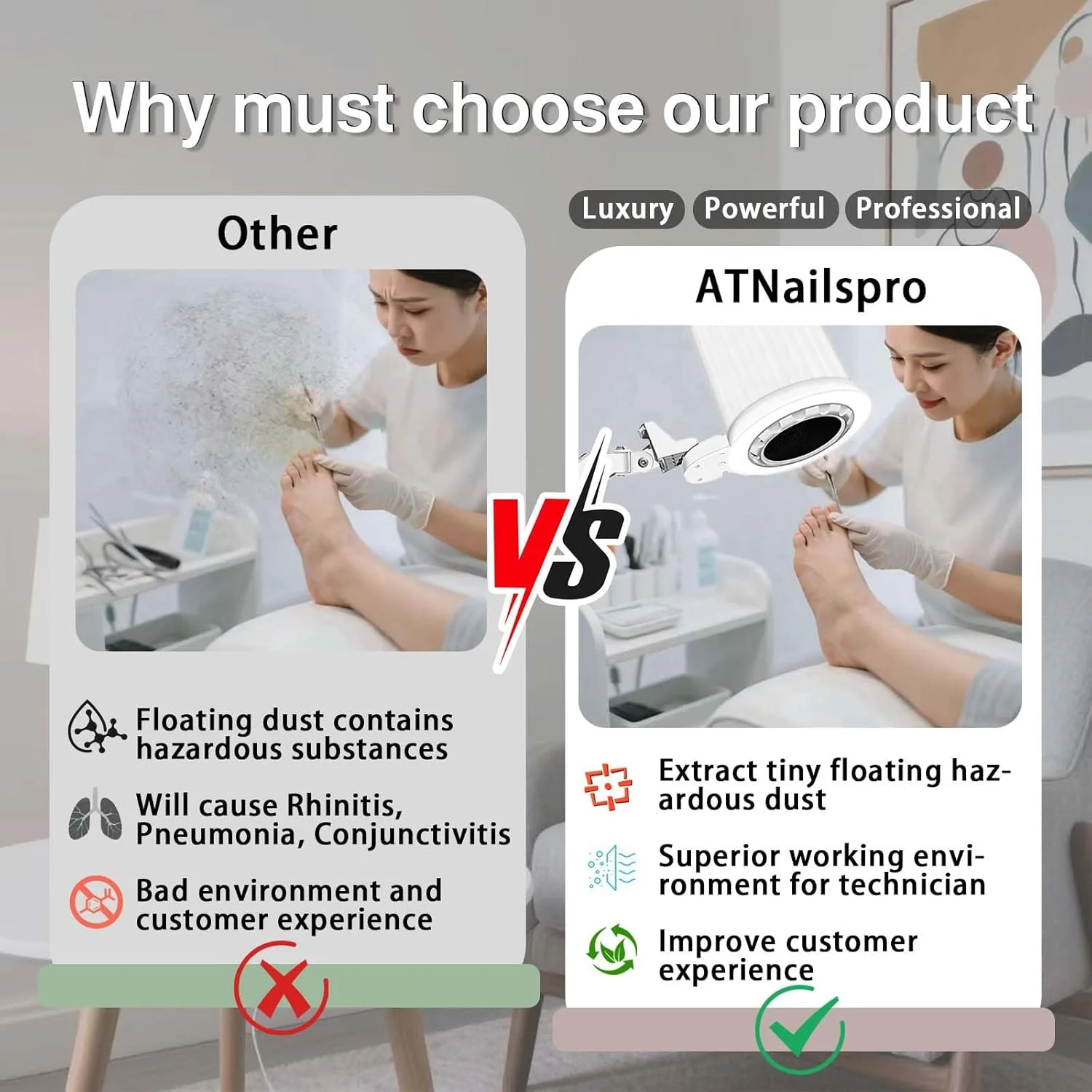 دستگاه جمع کننده گرد و غبار ناخن با نور، لامپ جاروبرقی حرفه ای سالن ناخن برای میز مانیکور و پدیکور، مناسب برای ناخن های اکریلیک و لاک، با مکش قوی فن (دارای 2 عدد فیلتر قابل استفاده مجدد) دستگاه جمع کننده گرد و غبار ناخن با نور، لامپ جاروبرقی حرفه ای سالن ناخن برای میز مانیکور و پدیکور، مناسب برای ناخن های اکریلیک و لاک، با مکش قوی فن (دارای 2 عدد فیلتر قابل استفاده مجدد)