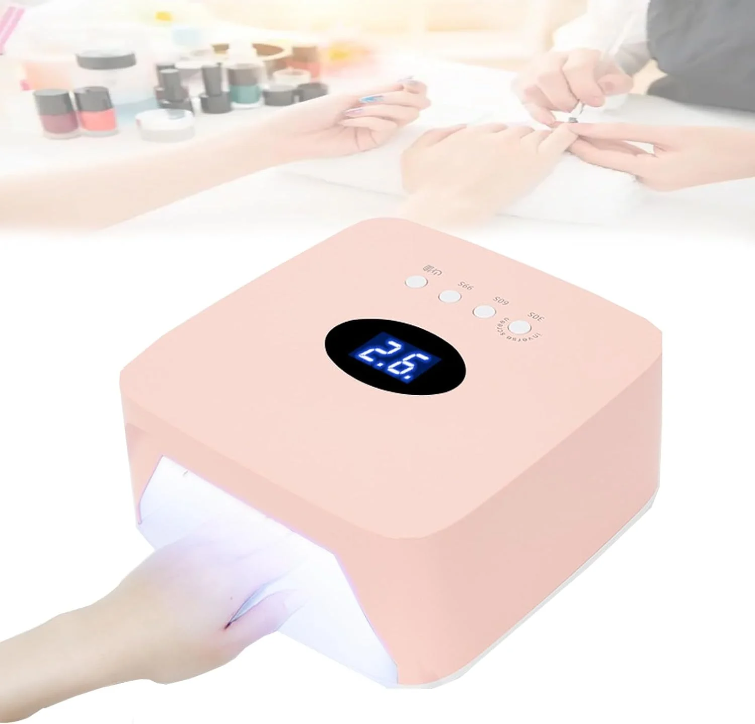 دستگاه خشک کن لاک ناخن هوشمند القایی UV، برای ناخن های ژلی LED، با 30 عدد لامپ LED، 3 تنظیم تایمر، کوچک و قابل حمل، دستگاه درمان ناخن با منبع نور دوگانه، برای خانه، سالن، ابزار طراحی ناخن، سفید