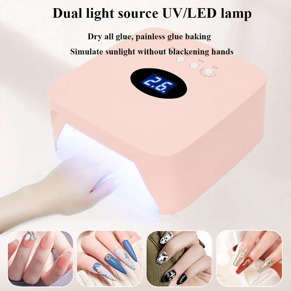 دستگاه خشک کن لاک ناخن هوشمند القایی UV، برای ناخن های ژلی LED، با 30 عدد لامپ LED، 3 تنظیم تایمر، کوچک و قابل حمل، دستگاه درمان ناخن با منبع نور دوگانه، برای خانه، سالن، ابزار طراحی ناخن، سفید