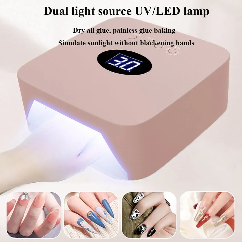لامپ فتوتراپی ناخن UV 54 وات، لامپ ناخن بی سیم با منبع نور دوگانه و حسگر اتوماتیک، دارای 30 عدد لامپ LED، دو پورت USB، 3 تنظیم تایمر، برای ناخن های دست و پا، سفید لامپ فتوتراپی ناخن UV 54 وات، لامپ ناخن بی سیم با منبع نور دوگانه و حسگر اتوماتیک، دارای 30 عدد لامپ LED، دو پورت USB، 3 تنظیم تایمر، برای ناخن های دست و پا، سفید