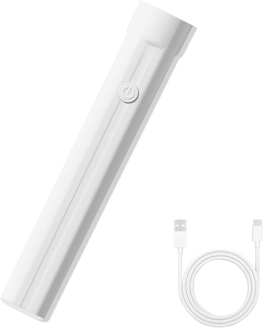 خشک کن ناخن قابل حمل، لامپ UV دستی ناخن، مینی لامپ UV برای ناخن های ژلی، با باتری، بدون نیاز به اتصال (سفید)