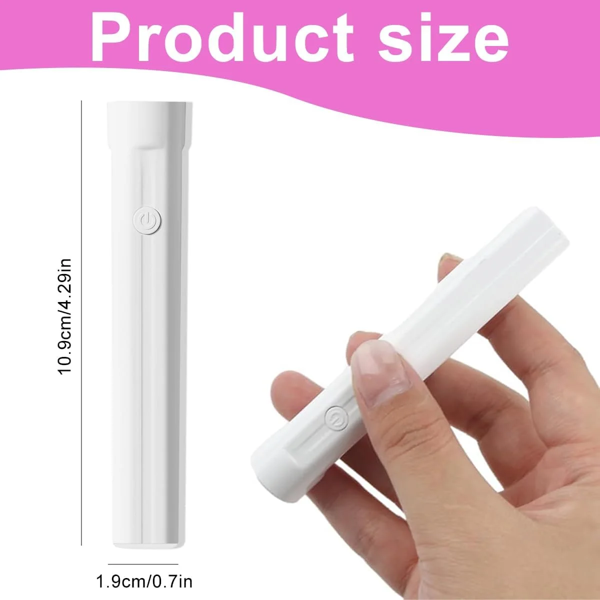 خشک کن ناخن قابل حمل، لامپ UV دستی ناخن، مینی لامپ UV برای ناخن های ژلی، با باتری، بدون نیاز به اتصال (سفید)