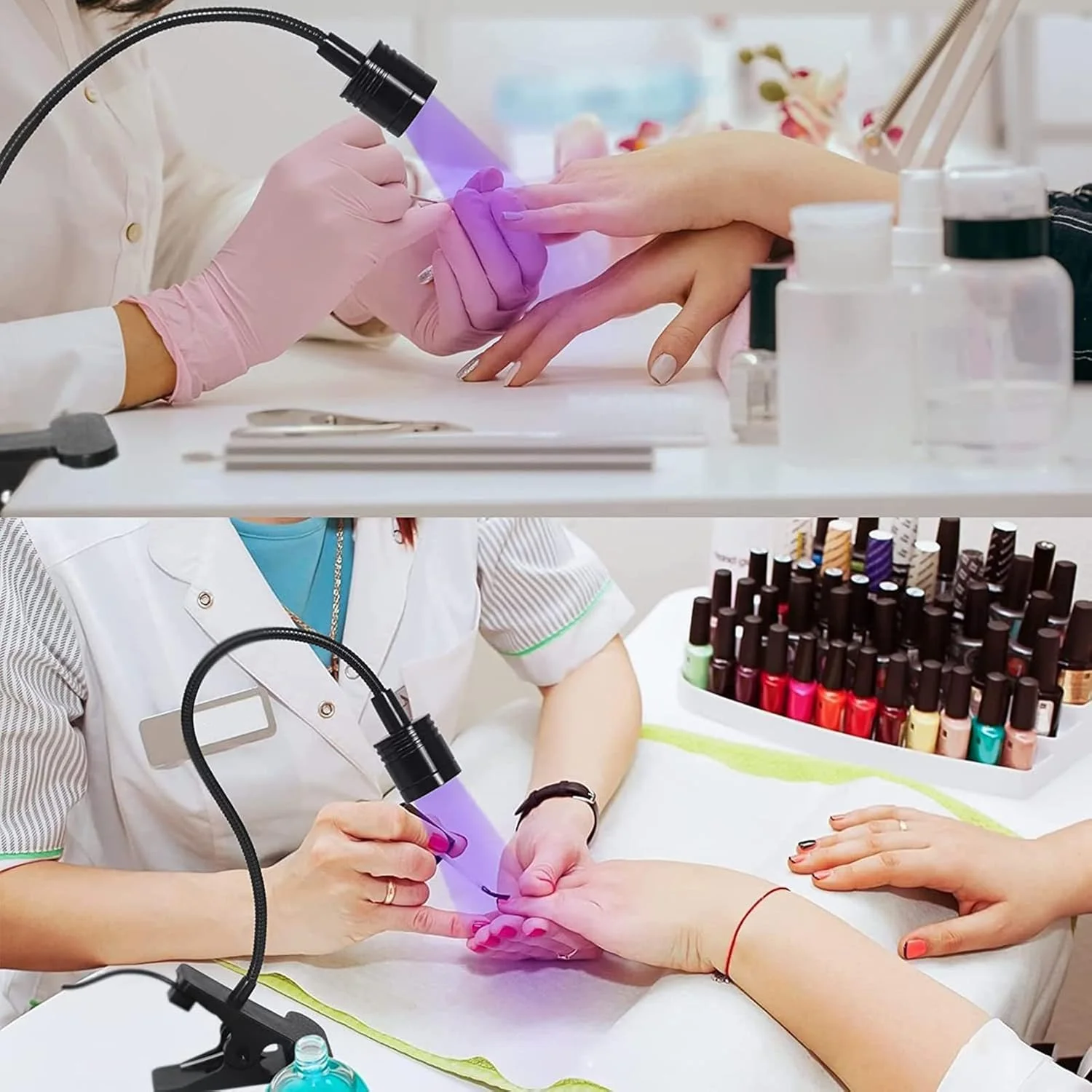 لامپ UV ناخن Labymos، خشک کن ناخن، گیره چراغ مطالعه انعطاف پذیر برای مانیکور ناخن، دستگاه زمان بندی ژل UV