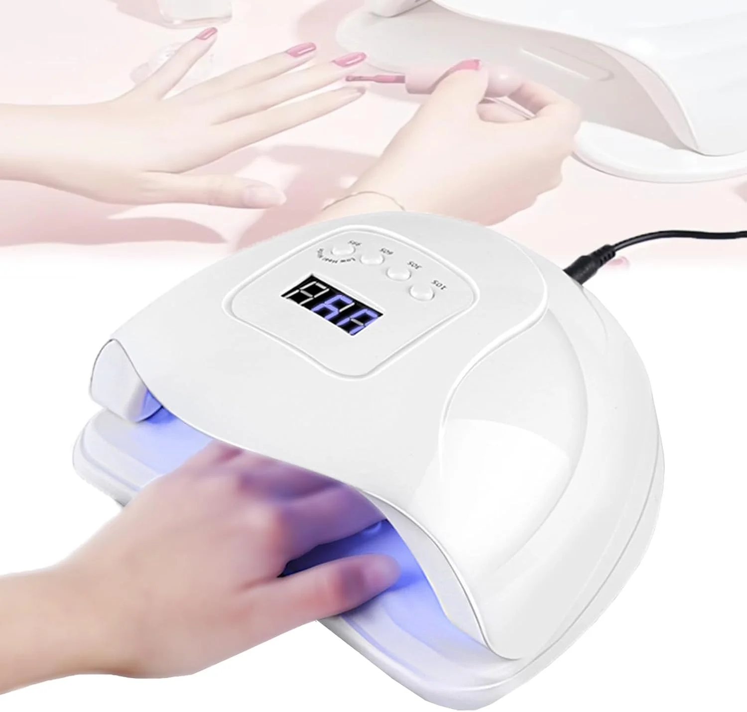 دستگاه خشک کن لاک ژل ناخن حرفه ای 120 وات، خشک کن سریعتر ناخن برای لاک ژل، 4 تایمر، 36 عدد لامپ ال ای دی با منبع نور دوگانه، حسگر هوشمند، سازگار با انواع ژل، مناسب برای خانه و سالن، سفید