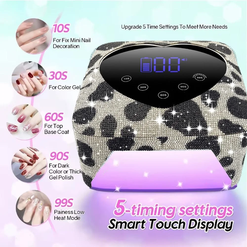 دستگاه لاک خشک کن ناخن طرح الماس شیری، با حسگر هوشمند و لمسی، 30 لامپ LED، تایمر 5 سرعته، منبع نور دوگانه، صفحه نمایش قابل چرخش، اعلان صوتی، سفید دستگاه لاک خشک کن ناخن طرح الماس شیری، با حسگر هوشمند و لمسی، 30 لامپ LED، تایمر 5 سرعته، منبع نور دوگانه، صفحه نمایش قابل چرخش، اعلان صوتی، سفید