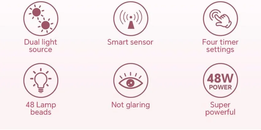 دستگاه خشک کن ناخن یو وی 48 وات مناسب برای لاک ژل، دارای 48 لامپ ال ای دی با 4 حالت تنظیم زمان، ایده آل برای سالن های آرایشی و استفاده شخصی در منزل