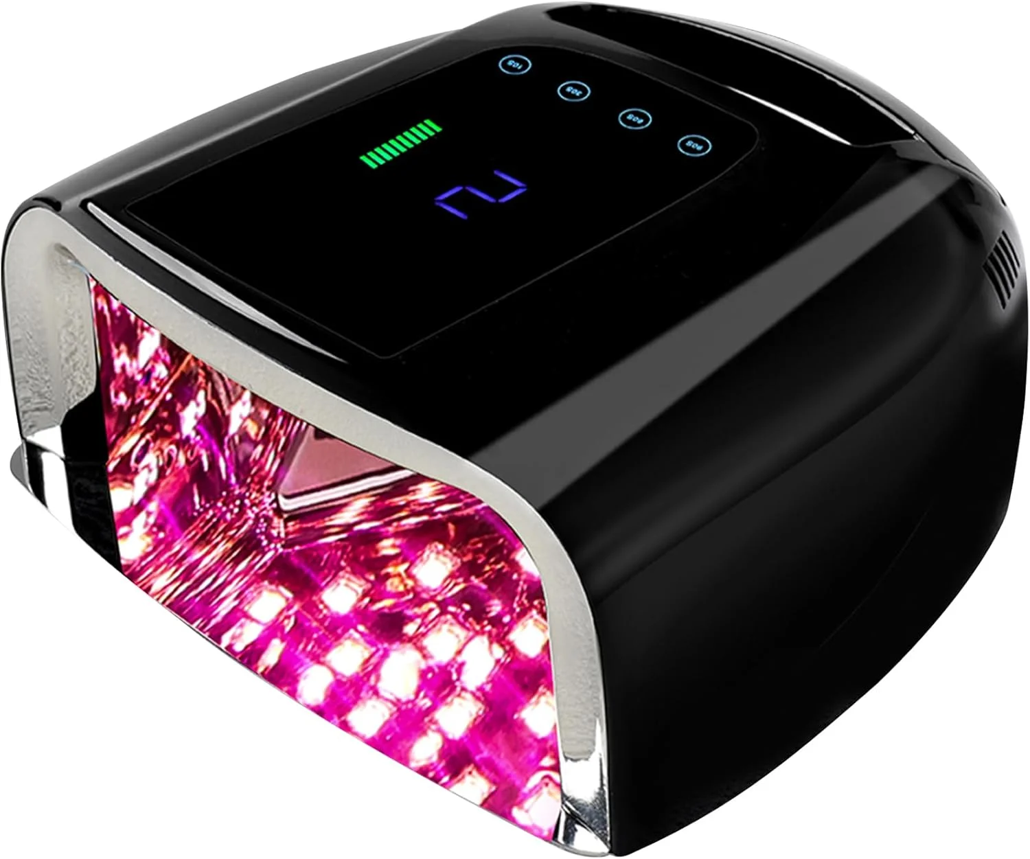 دستگاه خشک کن لاک ناخن UV قابل شارژ 96 وات، چراغ UV بدون سیم برای ناخن با صفحه نمایش LCD و سنسور خودکار، 4 تنظیم تایمر و سنسور هوشمند، دستگاه خشک کن ناخن قابل حمل با ته جداشدنی (مشکی)