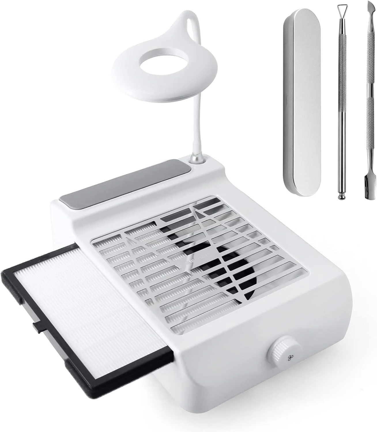 دستگاه مکنده گرد و غبار ناخن با فیلتر، مکش حرفه ای گرد و غبار برای ناخن، مناسب سالن های آرایشی، جاروبرقی ناخن، طراحی و مانیکور ناخن، به همراه عقب زننده کوتیکول