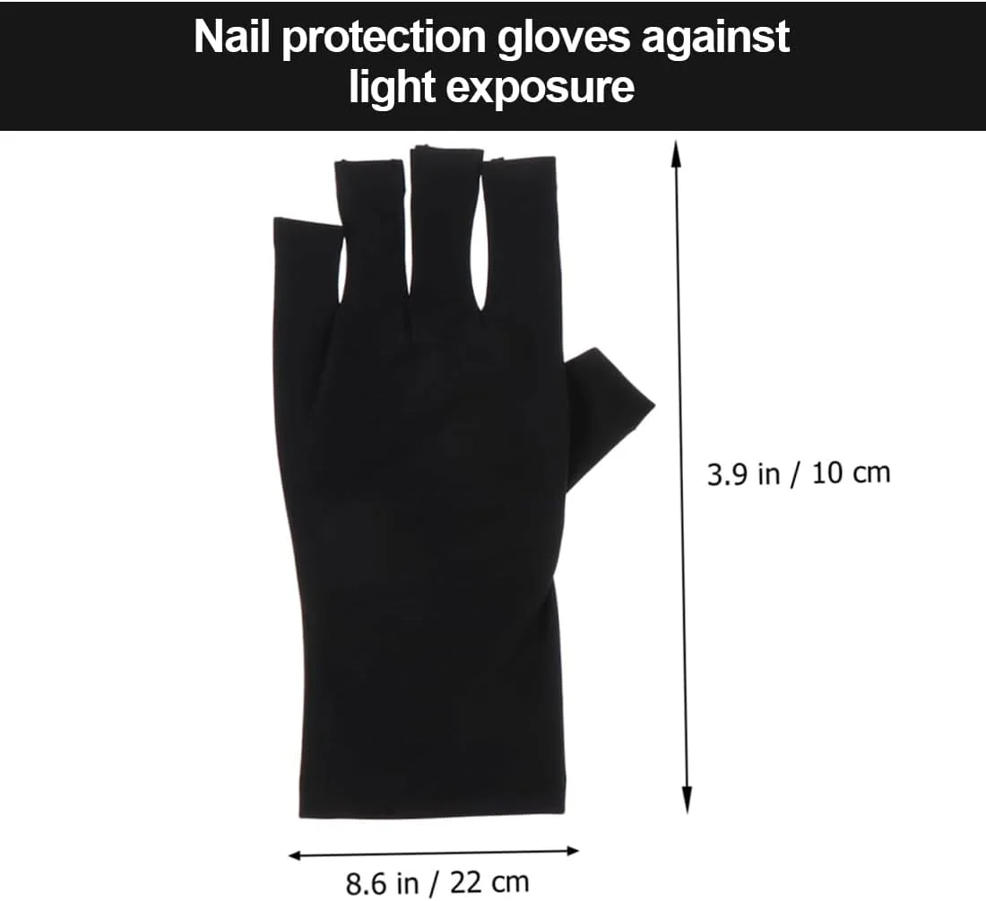 دو جفت دستکش محافظ لامپ UV ژل ناخن، محافظت در برابر اشعه ماوراء بنفش UPF50+، مراقبت از خشک شدن مانیکور، بدون انگشت، مناسب منزل و فضای باز