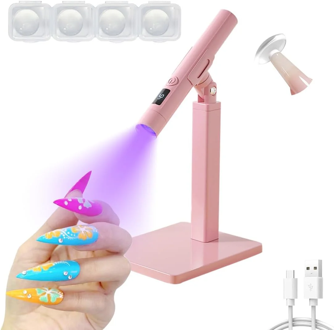 چراغ UV قابل حمل شارژی برای ناخن، خشک کن مینی LED ناخن با 2 حالت تایمر و پایه مغناطیسی، صفحه نمایش LCD، خشک کردن سریع، مناسب برای DIY و مانیکور در خانه