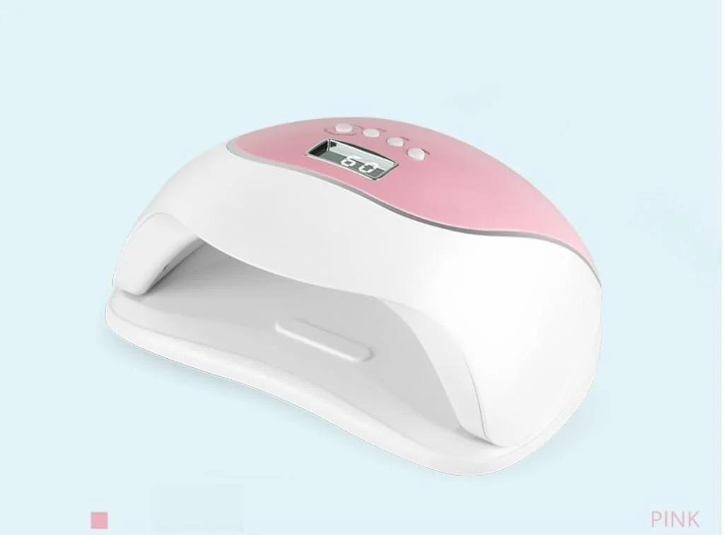 دستگاه خشک کن لاک ناخن ال ای دی یو وی، 120 وات، 4 تایمر، 36 ال ای دی دوگانه، ال سی دی، پایه جداشدنی (صورتی)