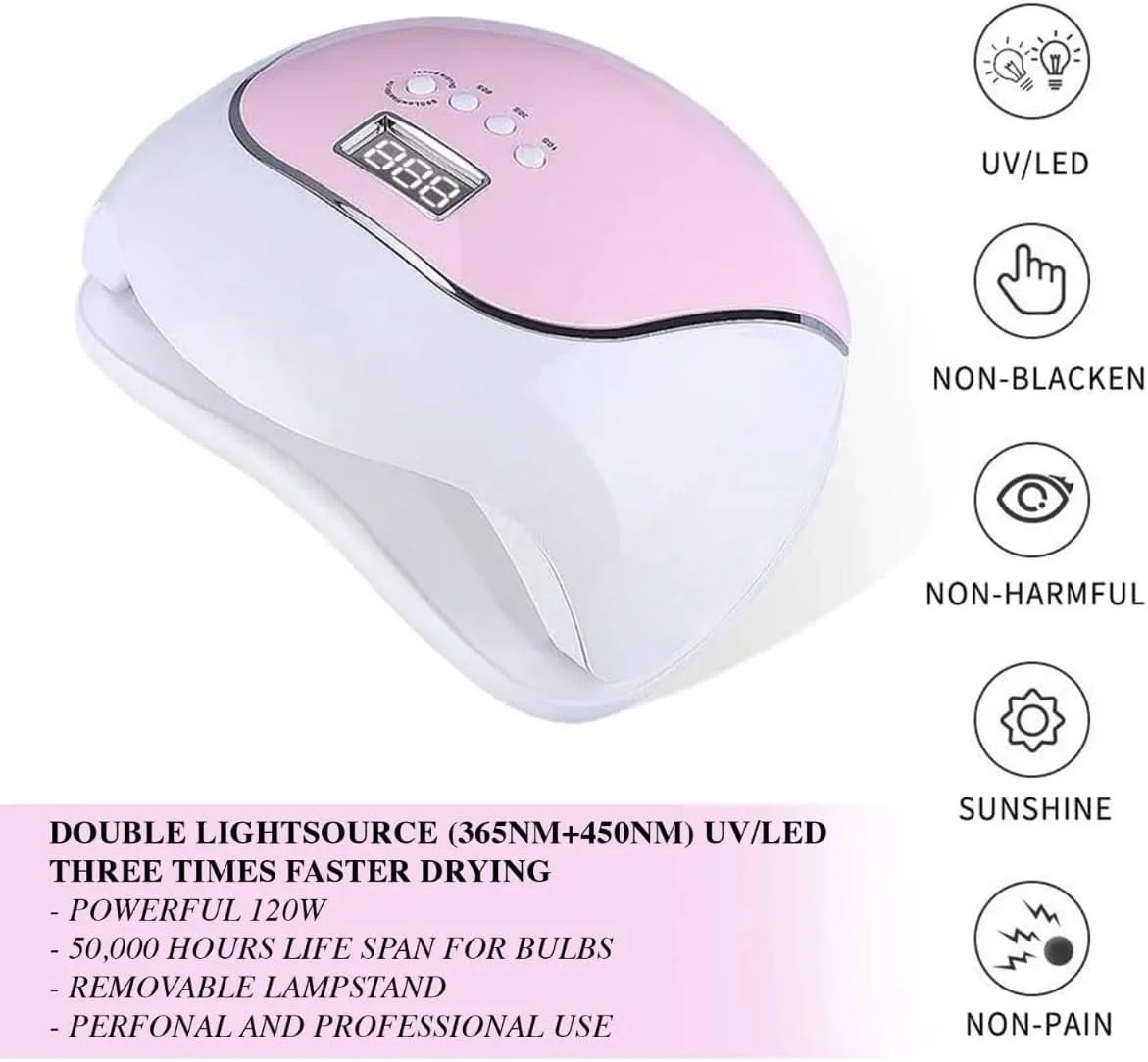 دستگاه خشک کن لاک ناخن LED UV مدل V5 حرفه ای - صورتی