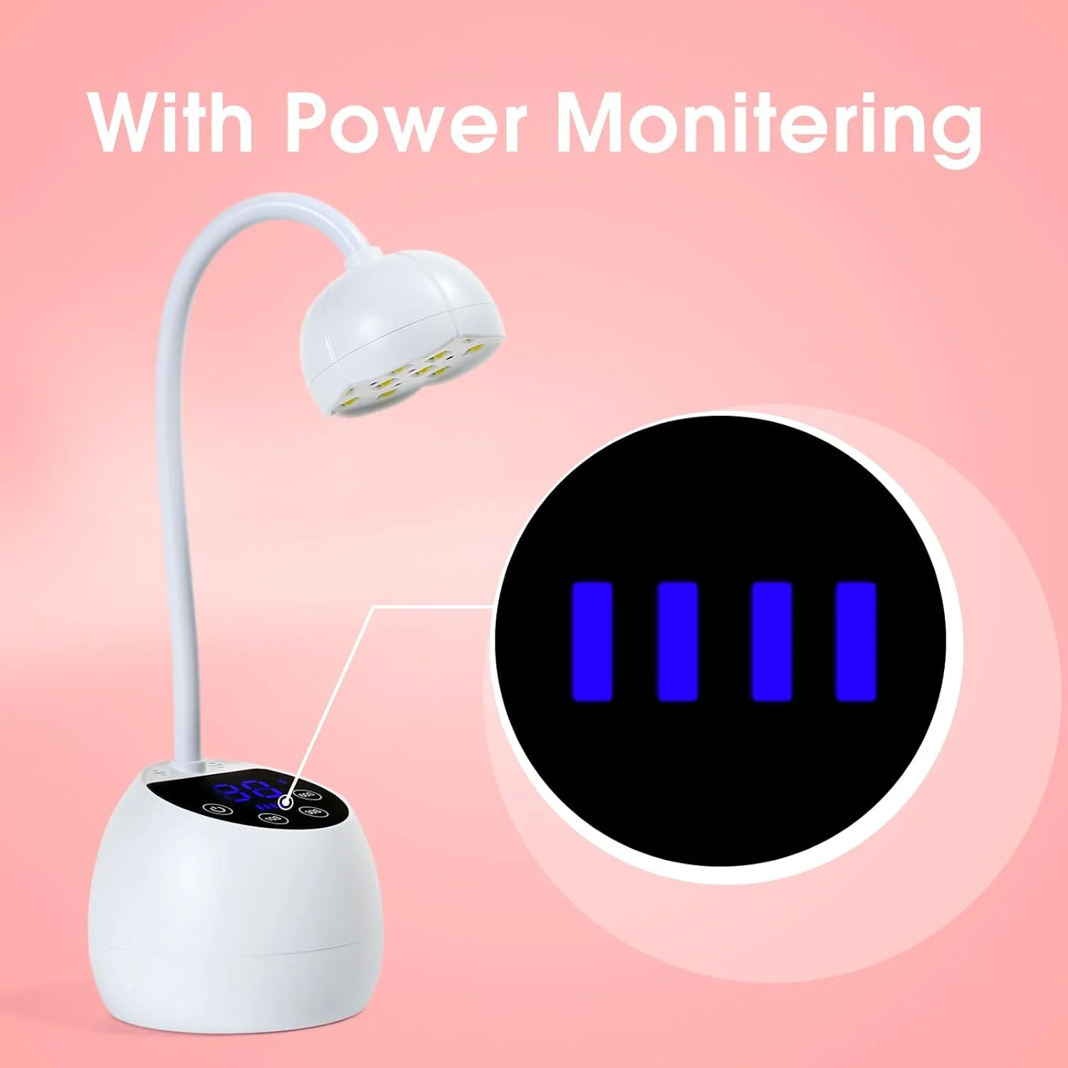 لامپ ناخن LED UV، لامپ ژل X فلاش مینی 36 واتی بدون سیم، چراغ LED قابل حمل گردن غازی، خشک کن سریع ناخن UV برای مانیکور خانگی DIY سالن ناخن