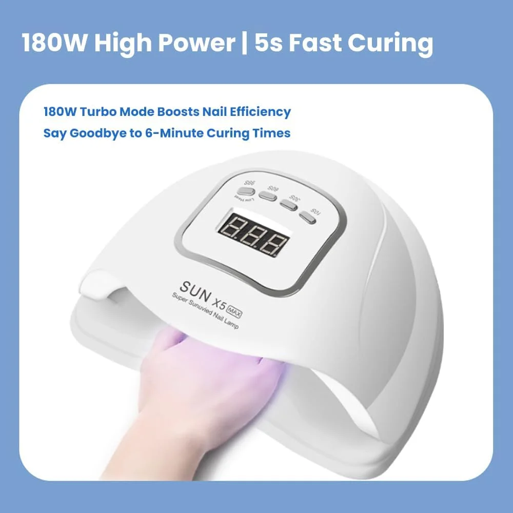 دستگاه خشک کن لاک ناخن 150 وات با خشک کردن سریع 10 ثانیه ای، منبع نور دوگانه و سنسور مادون قرمز - دستگاه خشک کن ناخن LED UV برای خشک کردن لاک ژل، مانیکور و پدیکور