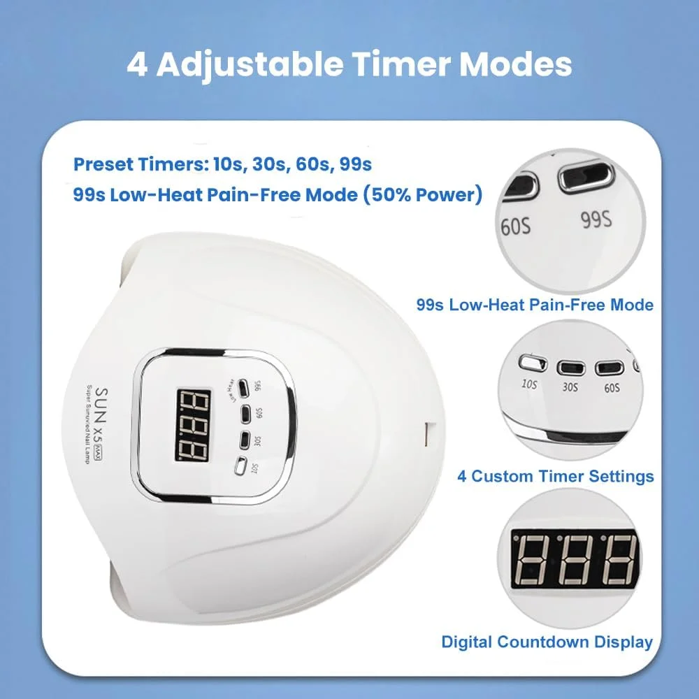 دستگاه خشک کن لاک ناخن 150 وات با خشک کردن سریع 10 ثانیه ای، منبع نور دوگانه و سنسور مادون قرمز - دستگاه خشک کن ناخن LED UV برای خشک کردن لاک ژل، مانیکور و پدیکور