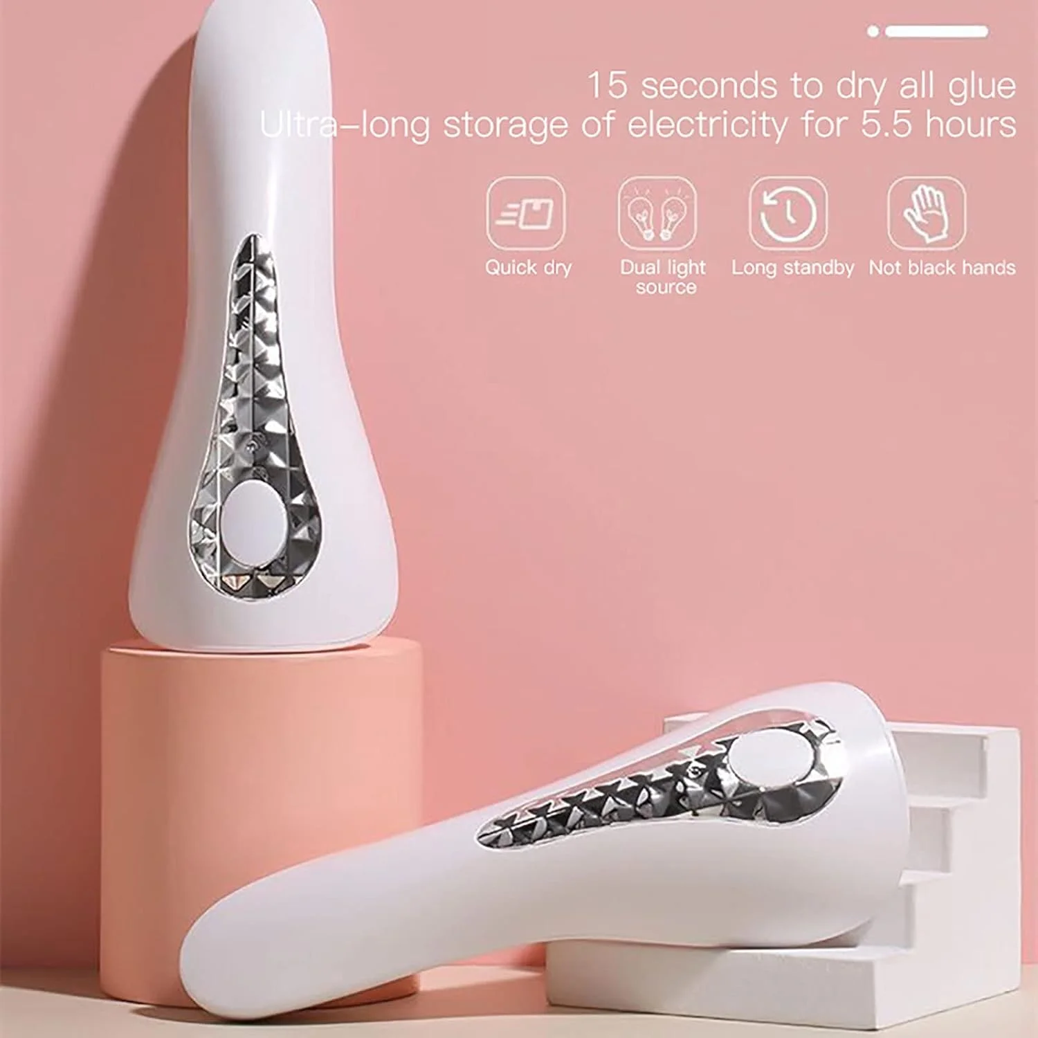دستگاه خشک کن ناخن ال ای دی دستی، لامپ ناخن با منبع نور دوگانه، لامپ فتوتراپی برای خشک کردن لاک ژل ناخن، ابزار مانیکور Leunlee