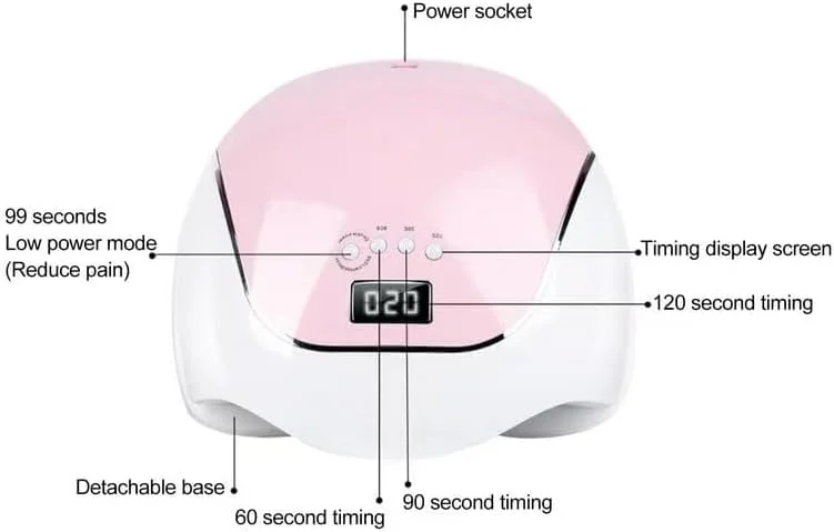 دستگاه خشک کن لاک ناخن UV LED حرفه ای، چراغ قابل حمل و شارژی سالنی، عمده فروشی چراغ ناخن صورتی