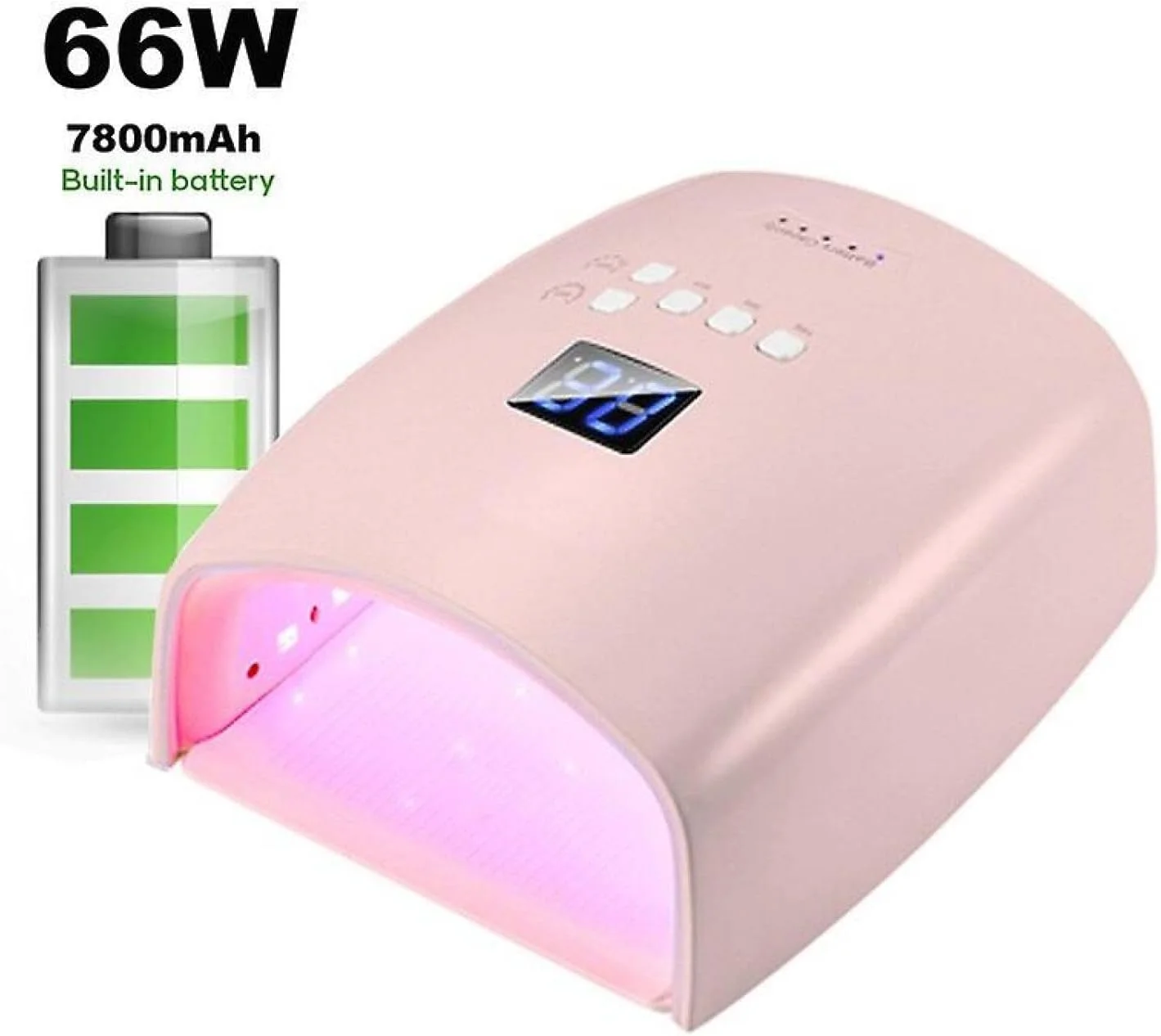 دستگاه خشک کن لاک ژل ناخن ال ای دی 66 وات مدل S10، چراغ ال ای دی بی سیم برای ناخن، رنگ: قرمز روشن، صورتی، نوع دوشاخه: EU