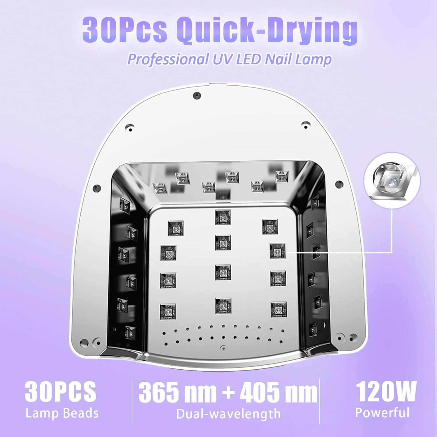 دستگاه خشک کن لاک ژل ناخن UV، 120 وات، شارژی و بی سیم، دارای 4 تایمر، دستگاه خشک کن حرفه ای LED با سنسور اتوماتیک و صفحه نمایش LCD برای لاک ژل