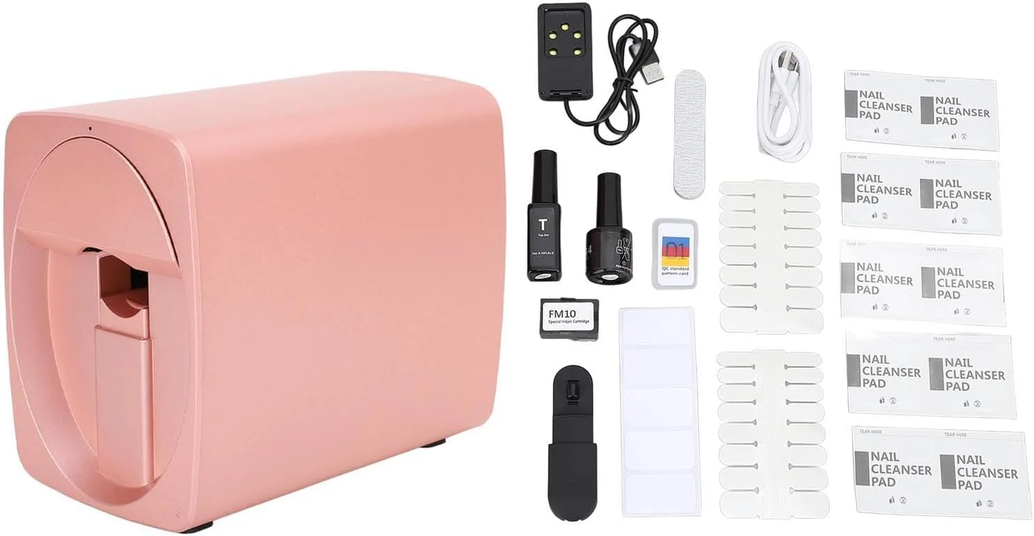دستگاه چاپ ناخن هوشمند، دستگاه چاپ طرح ناخن، کنترل برنامه شناسایی دوربین دستگاه چاپ رنگ هنر ناخن قابل حمل DIY برای مهمانی مسافرتی خانگی (رزگلد)