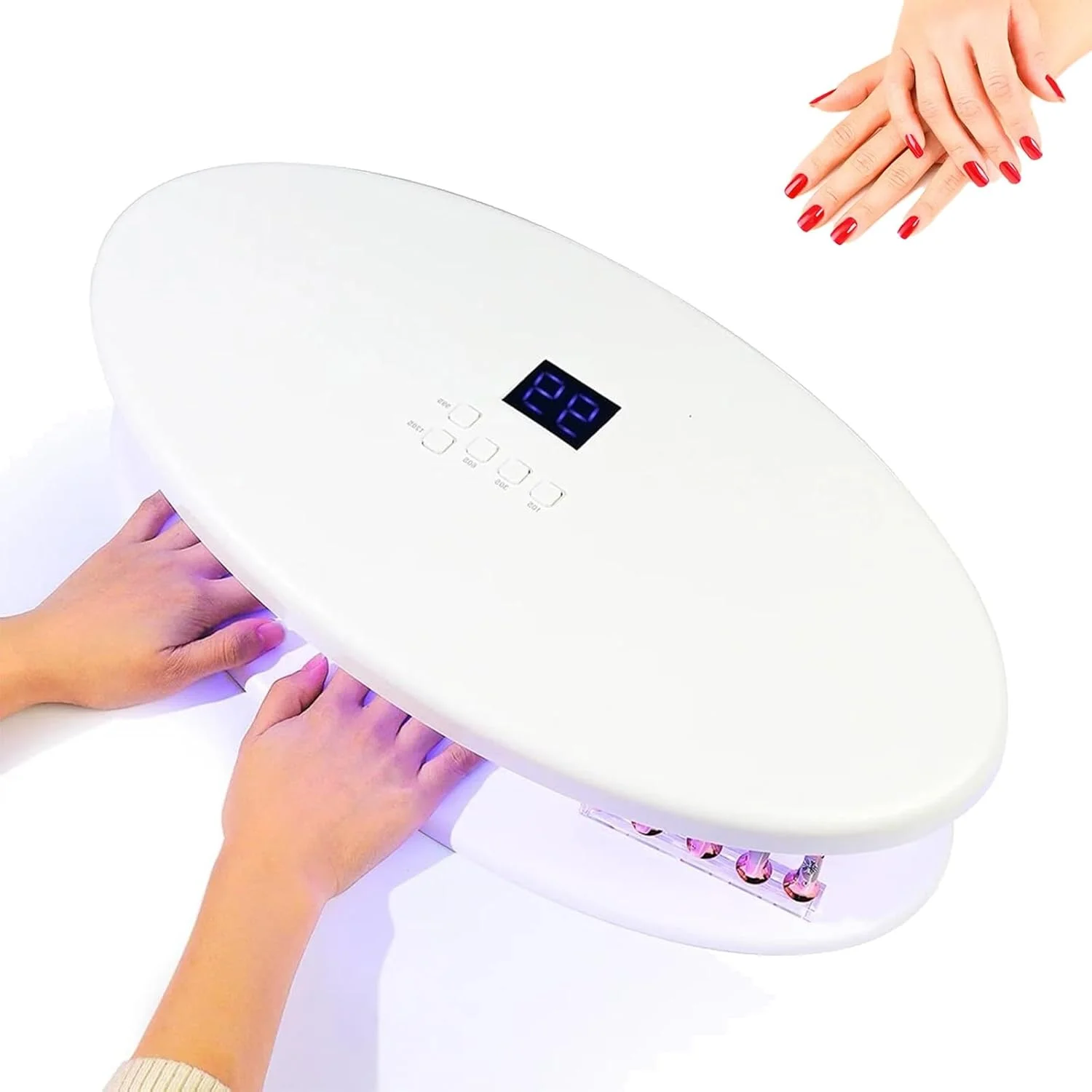 دستگاه خشک کن لاک ناخن پوشیدنی، لامپ LED ناخن 256 وات با تایمر 5 حالته، فضای داخلی جادار، منبع نور دوگانه، صفحه نمایش دیجیتال هوشمند، چراغ ناخن جداشدنی برای خشک کردن انواع لاک ژل