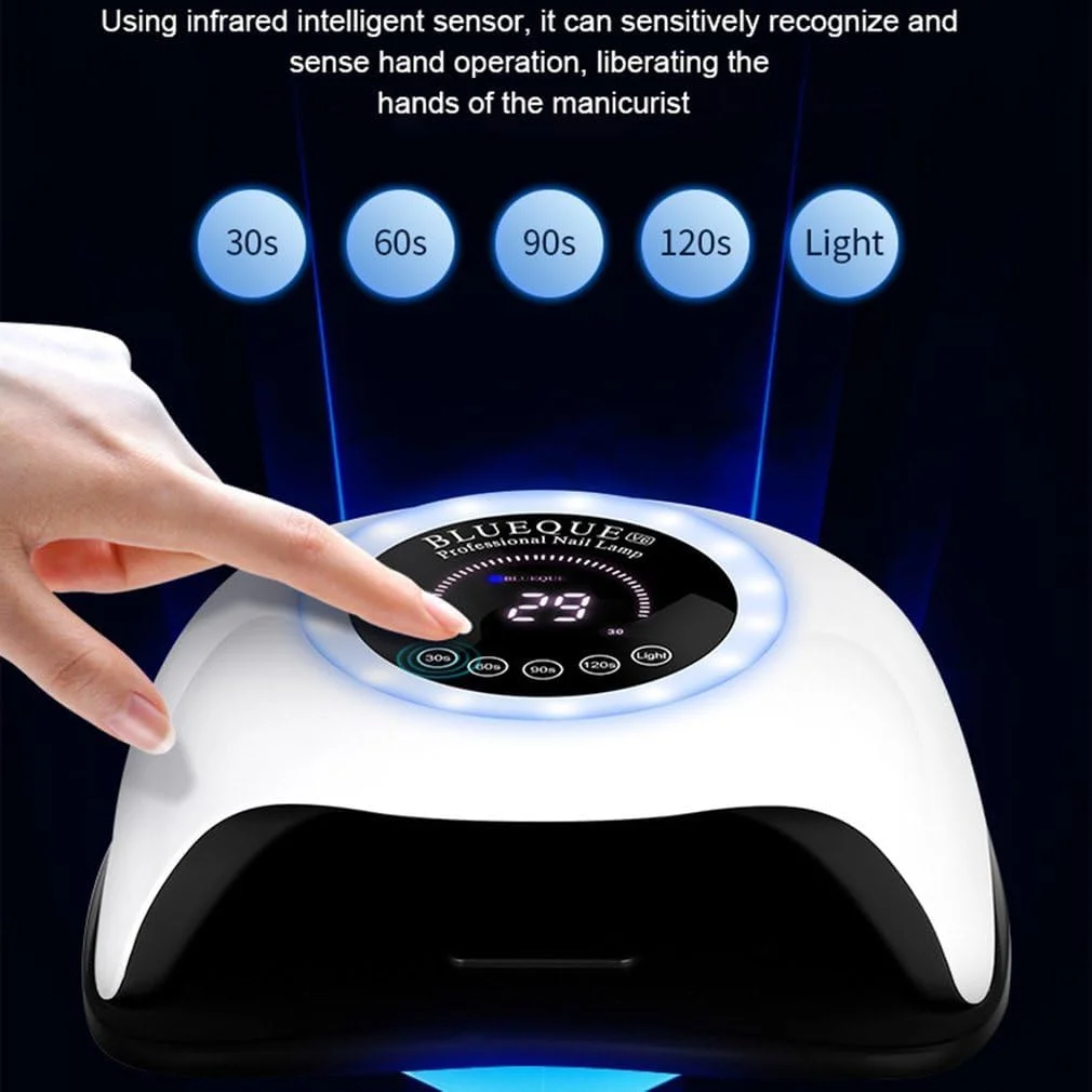 دستگاه خشک کن لاک ناخن UV LED 168 وات - خشک کن حرفه ای ناخن با 42 لامپ LED برای لاک ژل | دستگاه خشک کننده سریع ناخن با 4 تنظیم تایمر، حلقه LED رنگارنگ و سنسور هوشمند برای استفاده در سالن و منزل