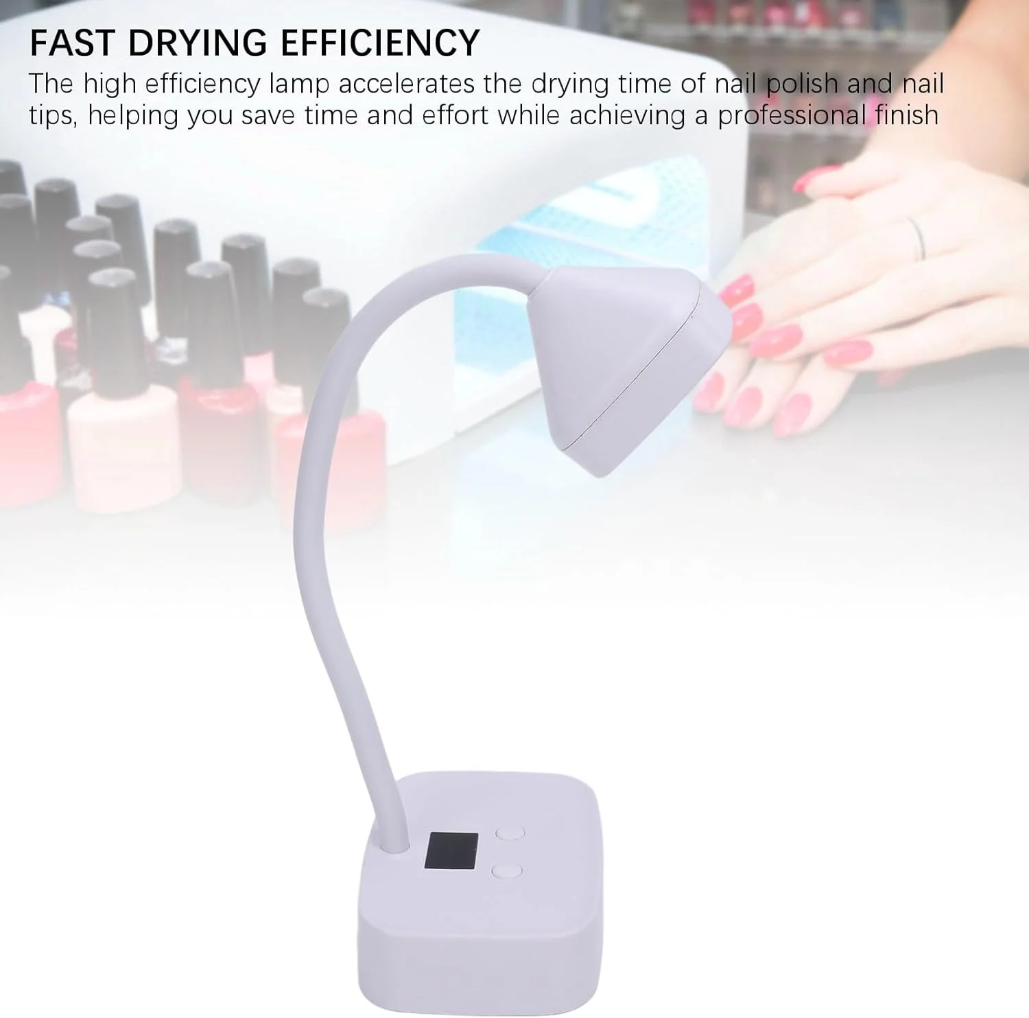 چراغ ناخن شارژی، چراغ LED گردن غازی با قابلیت شارژ سریع 1600 میلی آمپر ساعتی، خشک کن سریع LED ناخن با سنسور هوشمند برای سالن ناخن، مانیکور خانگی
