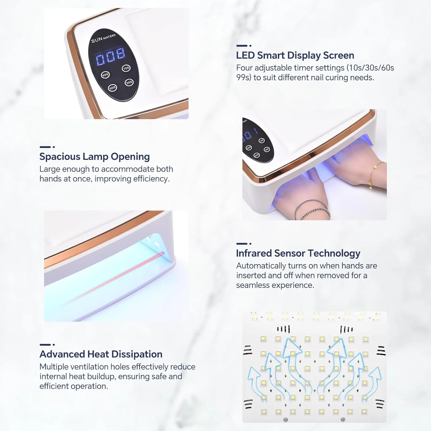 دستگاه خشک کن لاک ژل ناخن UV LED مدل KADS 380W به همراه بالشتک دست و دستکش صورتی رایگان - خشک کن حرفه ای لاک ژل برای خشک شدن سریع، مانیکور و پدیکور با کیفیت سالن در خانه