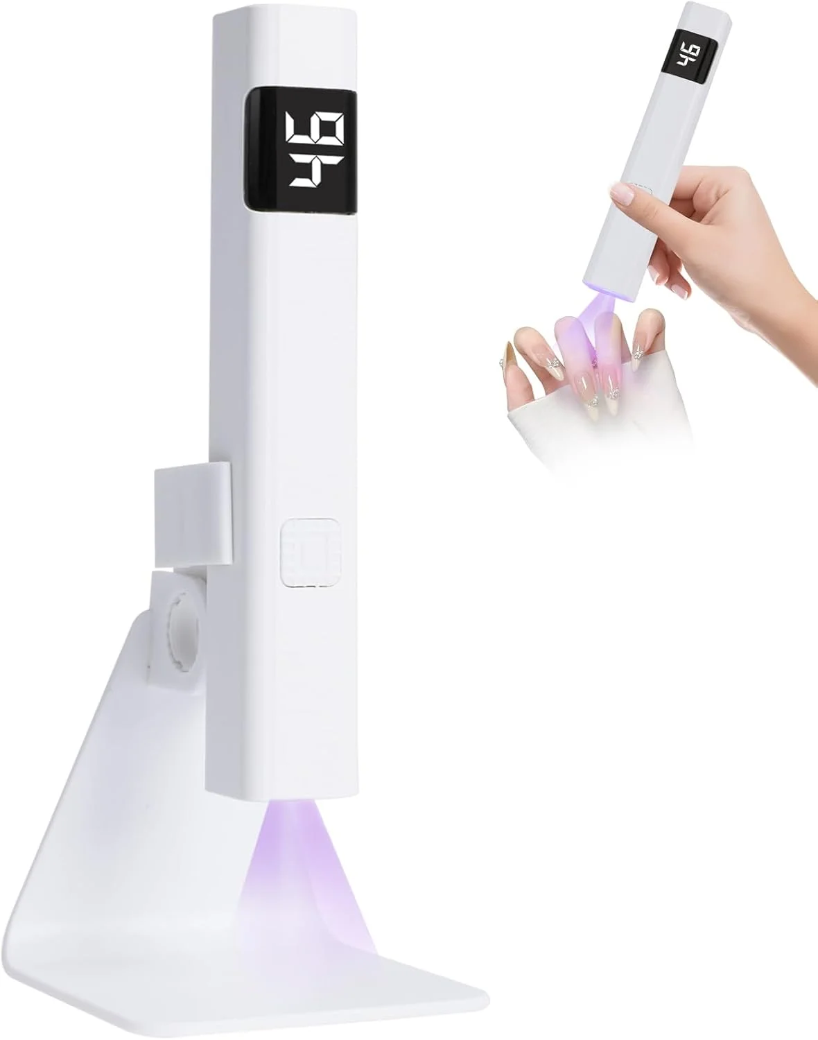 چراغ UV برای ناخن های ژلی، چراغ مینی LED ناخن با پایه، قابل شارژ، 3 حالت زمان بندی، برای لاک ژل، برای خشک کردن سریع چسب ناخن، تیپ ناخن