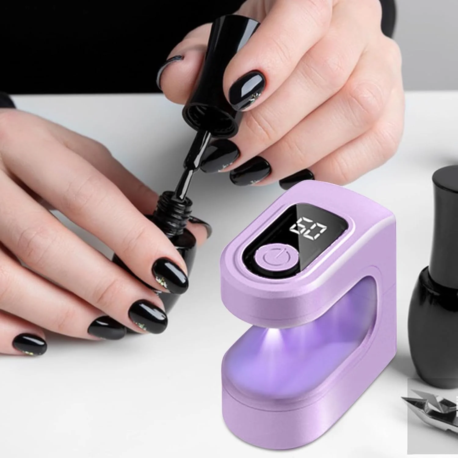 چراغ UV قابل حمل برای ناخن های ژلی | لامپ ناخن انگشتی قابل شارژ USB - چراغ خشک کننده ناخن قابل حمل با 2 حالت زمان بندی برای مسافرت و سالن مانیکور خانگی