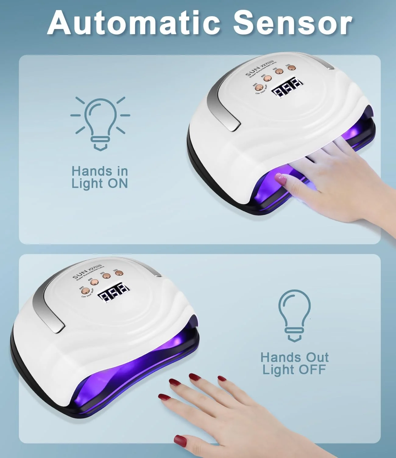 دستگاه خشک کن لاک ناخن یو وی ال ای دی، UIHOL 380 وات 81 ال ای دی، خشک کن سریع ناخن حرفه ای با 4 تایمر، صفحه نمایش ال سی دی و سنسور هوشمند برای انگشتان دست، پا و انواع لاک ژل