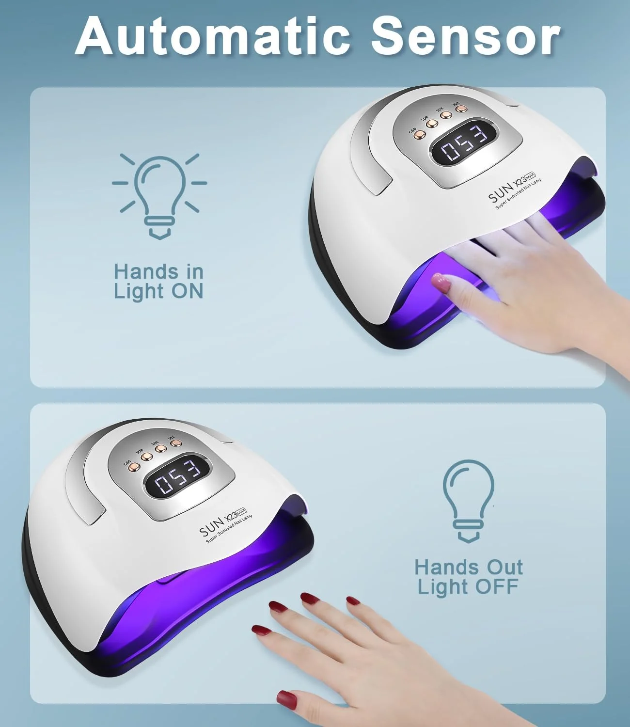 لامپ UV LED برای ناخن های ژلی، 380 وات 81 LED، خشک کن سریع حرفه ای ناخن با 4 تایمر، صفحه نمایش LCD و سنسور هوشمند برای انگشتان دست، پا و برای همه لاک های ژل ناخن، شلاک