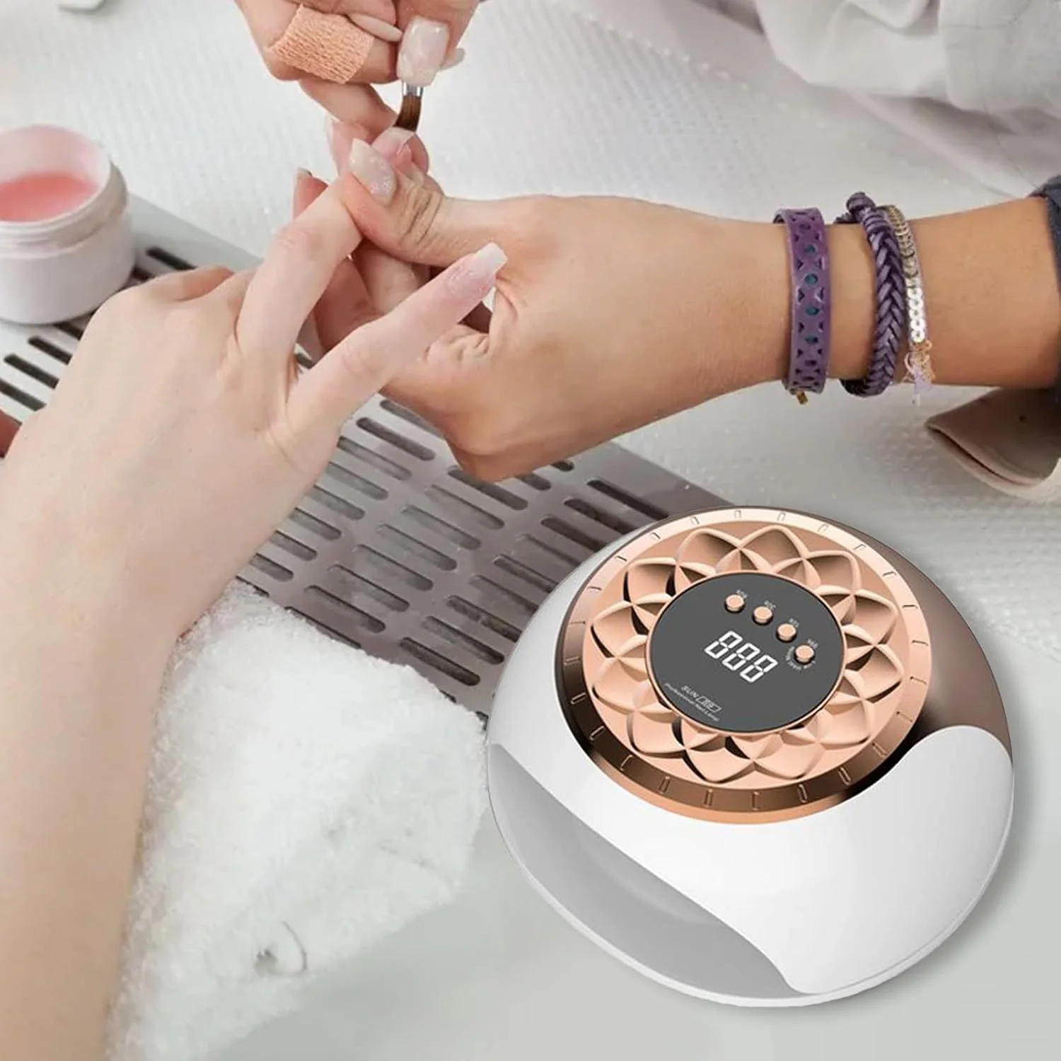 چراغ ناخن رومیزی، چراغ خشک کننده با تایمر | چراغ LED UV حرفه ای با قابلیت خشک کردن سریع و تنظیمات تایمر برای استفاده در منزل، مسافرت و سالن