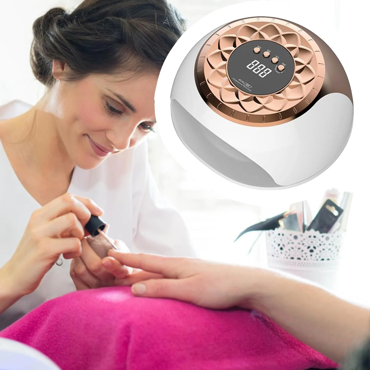 چراغ UV ناخن | چراغ ژلی قابل حمل با تنظیمات تایمر، خشک کننده سریع UV LED برای آراستگی روزانه دست و پا در منزل