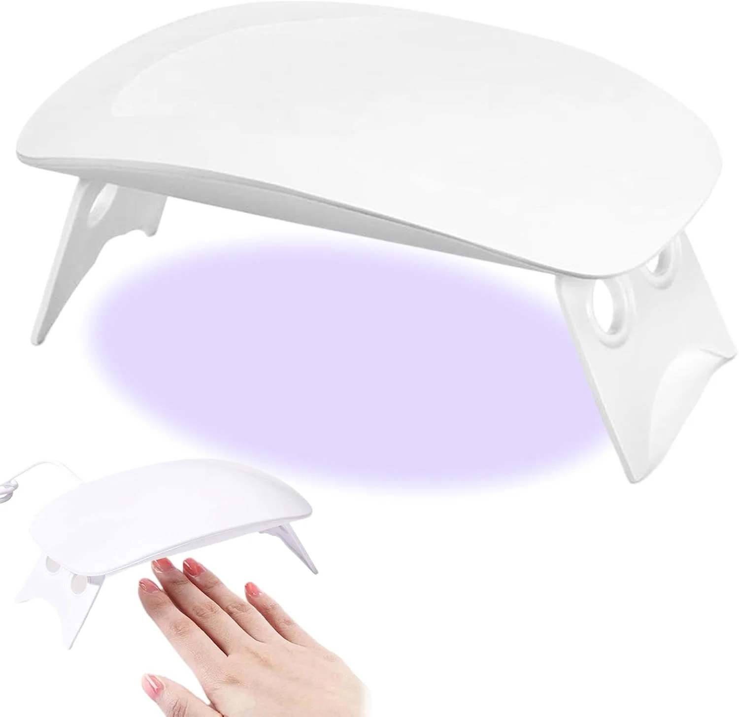 چراغ LED UV ناخن مینی، اجاق لاک ژل نیمه دائمی، چراغ ژل ناخن جیبی با USB برای همه لاک ژل ها، خشک کن با تایمر (سفید)