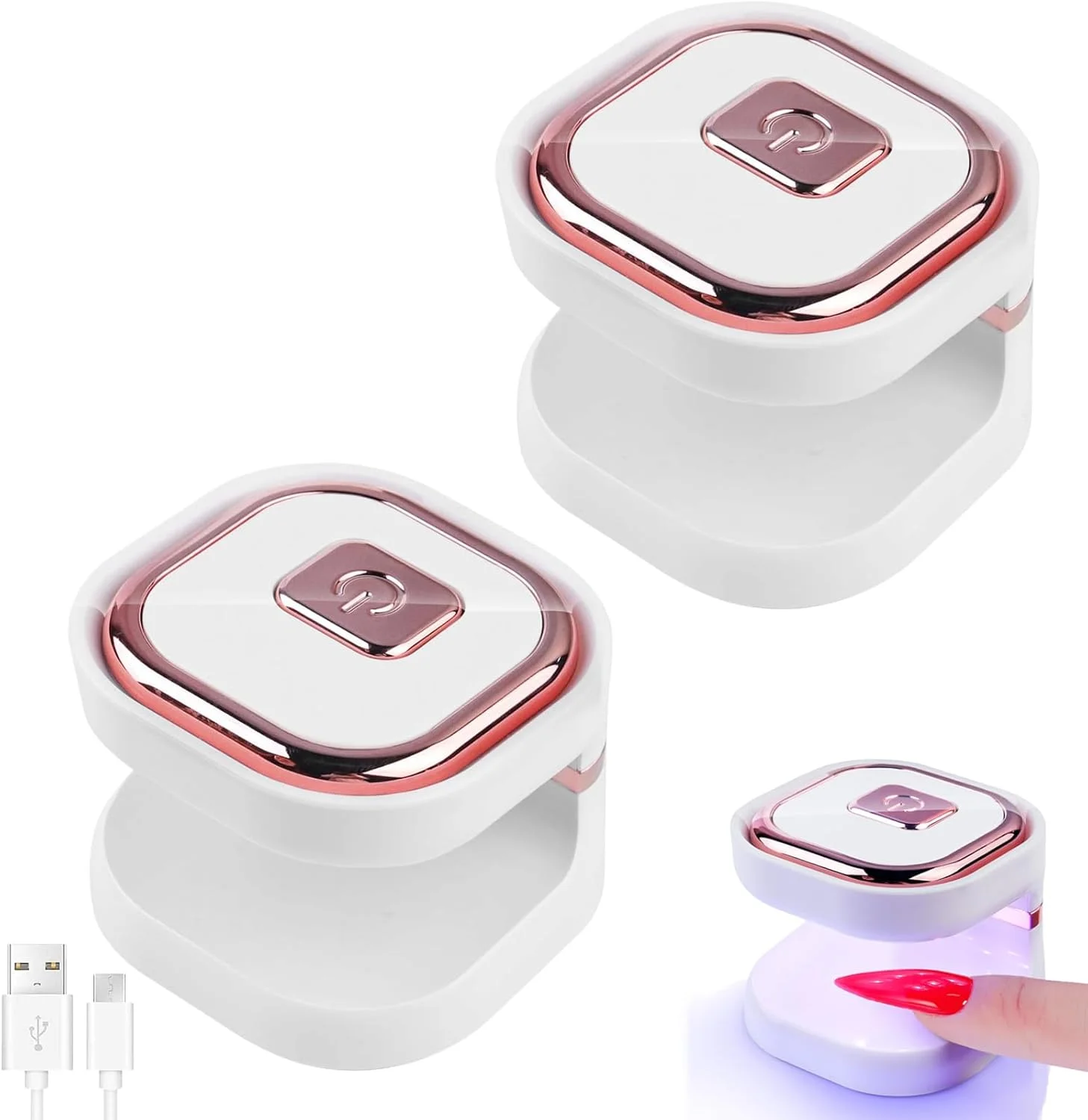 لامپ ال ای دی ناخن 2 عددی - خشک کن کوچک ناخن 6 وات | خشک کن ناخن ال ای دی ABS، لامپ های پدیکور با قابلیت خشک کردن کامل، لامپ های قابل حمل خشک کننده سریع ژل، لامپ مراقبت از ناخن برای داخل/خارج از منزل، لاک ناخن، زنانه، دخترانه