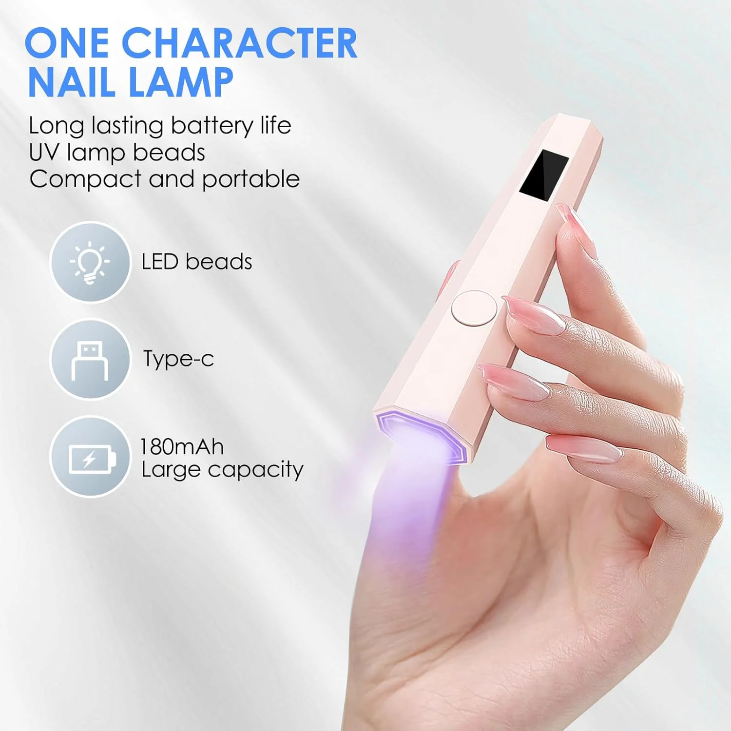 چراغ ژل ناخن UV کوچک با پایه، نمایشگر LED قابل شارژ با حالت تایمر 20/60 ثانیه، ایده آل برای مبتدیان سالن های خانگی