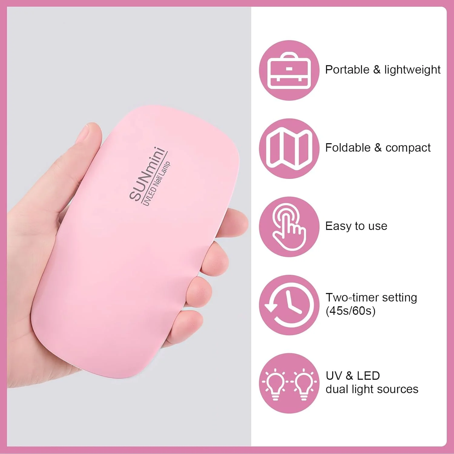 چراغ UV LED کوچک برای ناخن، چراغ UV برای ناخن، چراغ LED UV برای ژل ناخن، خشک کن لاک ناخن، چراغ ناخن، خشک کن کوچک ناخن برای انواع لاک ژل ناخن، چراغ UV برای لاک ژل ناخن