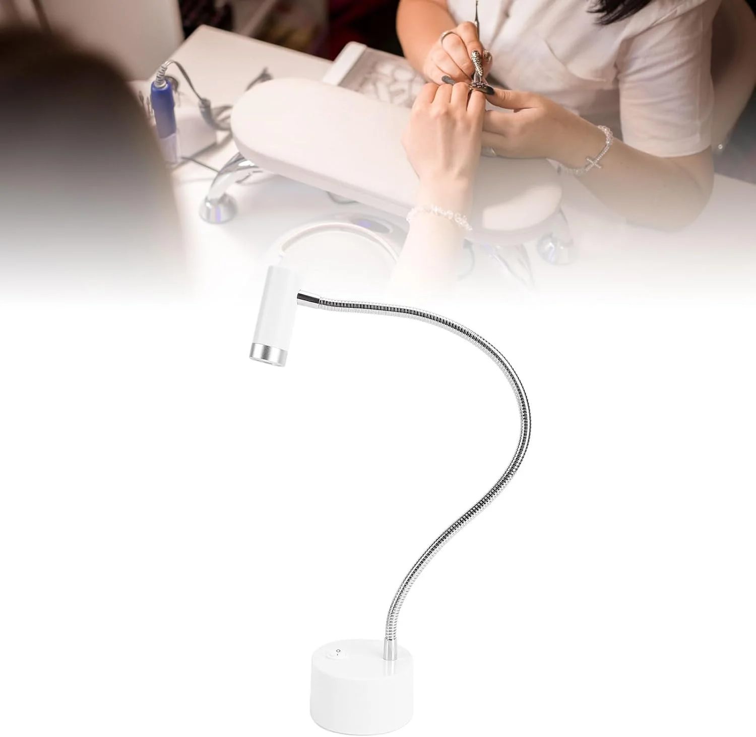 چراغ ناخن، خشک کن سریع LED با کنترل لمسی، گردن غازی قابل تنظیم، 2 ساعت عمر باتری، قابل شارژ برای اکستنشن آسان و سریع ناخن