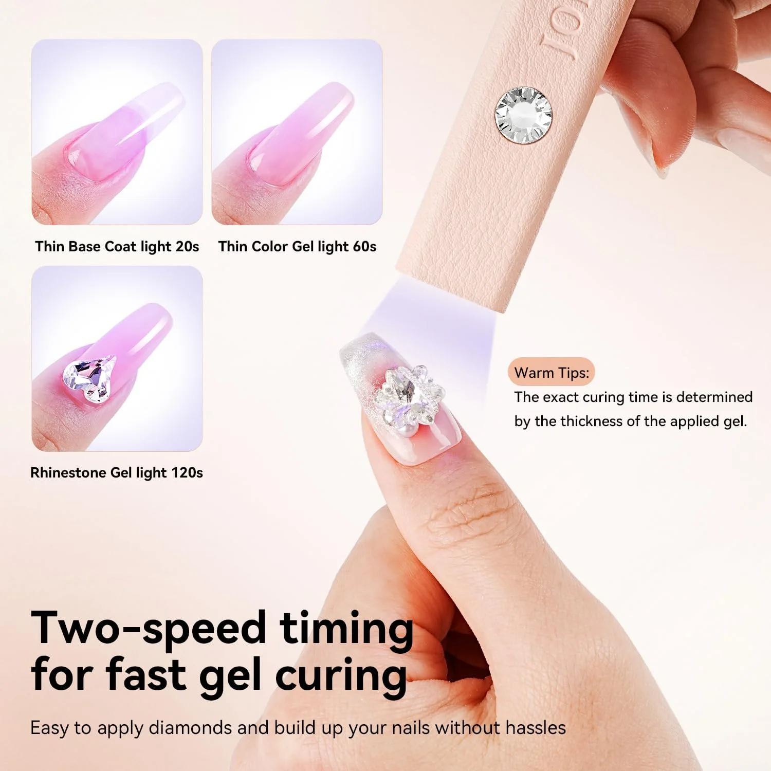 چراغ دستی یو وی JODSONE مینی با آهنربا، خشک کن ناخن قابل حمل، شارژی USB برای خشک کردن لاک ژل و ایجاد اثر چشم گربه ای - صورتی