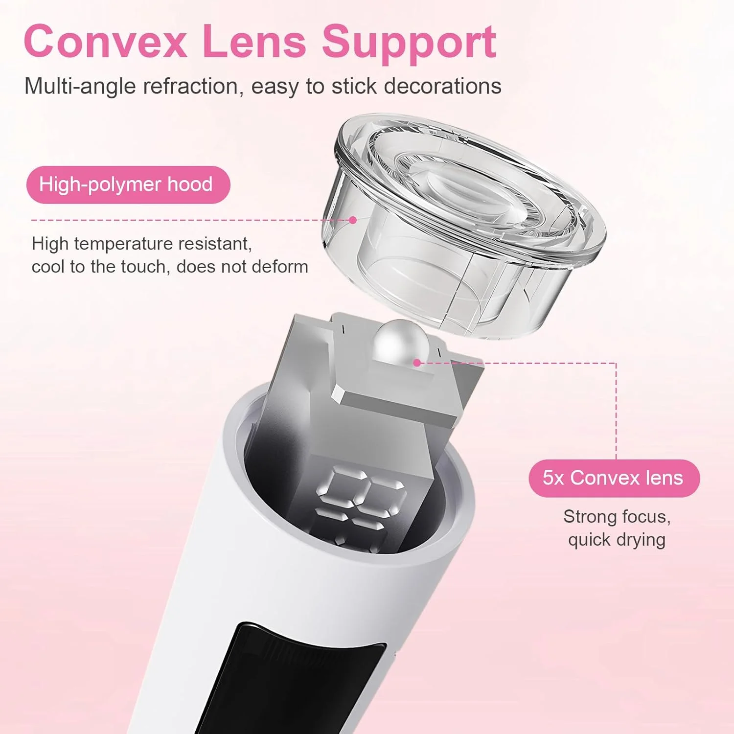 چراغ UV برای ناخن های ژلی، چراغ LED UV کوچک قابل شارژ با نمایشگر LCD برای ناخن ها، چراغ ناخن UV کوچک قابل حمل با 2 تایمر، 20/60 ثانیه، خشک کن ناخن برای همه لاک های ژل UV (سفید)