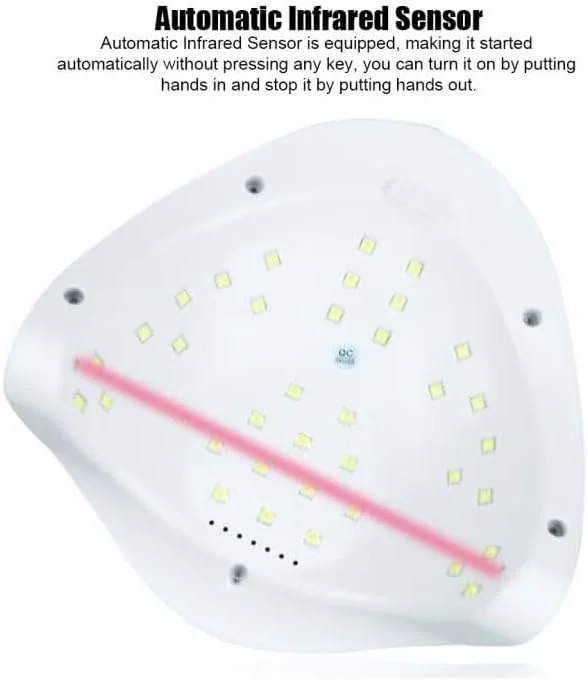 دستگاه خشک کن ژل حرفه ای - لامپ ال ای دی یو وی 48 وات برای خشک کردن سریع، حسگر خودکار، تنظیمات تایمر، خشک کردن دو دست - دستگاه خشک کن ناخن برای مانیکور، پدیکور، لاک و ابزار طراحی ناخن (سفید)