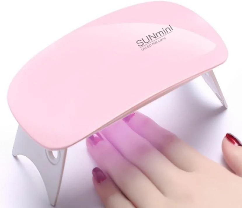 چراغ لاک خشک کن ناخن کوچک قابل حمل LED 6W، ابزار طراحی ناخن برای مانیکور زنان و دختران، صورتی
