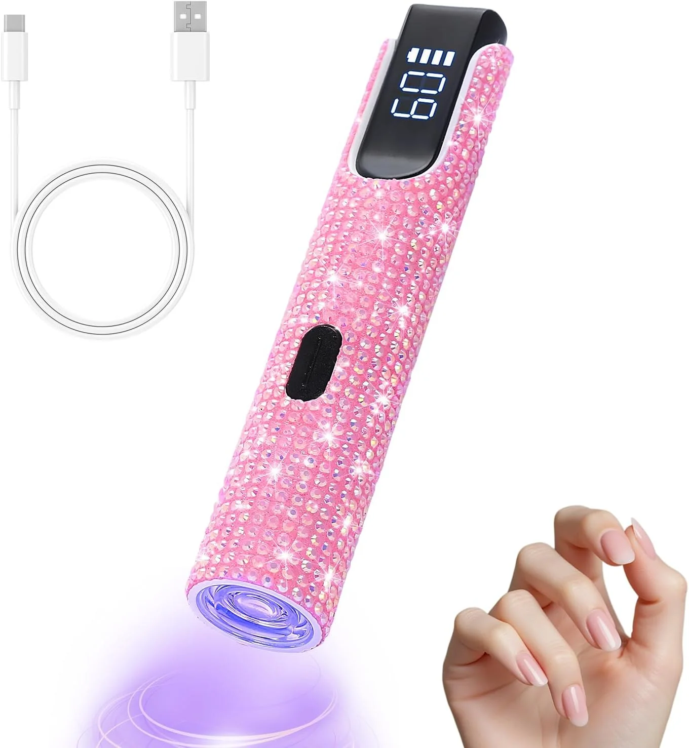 چراغ UV ژل ناخن، چراغ LED لاک ناخن با سوییچ 20/60 ثانیه، خشک کن ناخن قابل حمل و شارژی