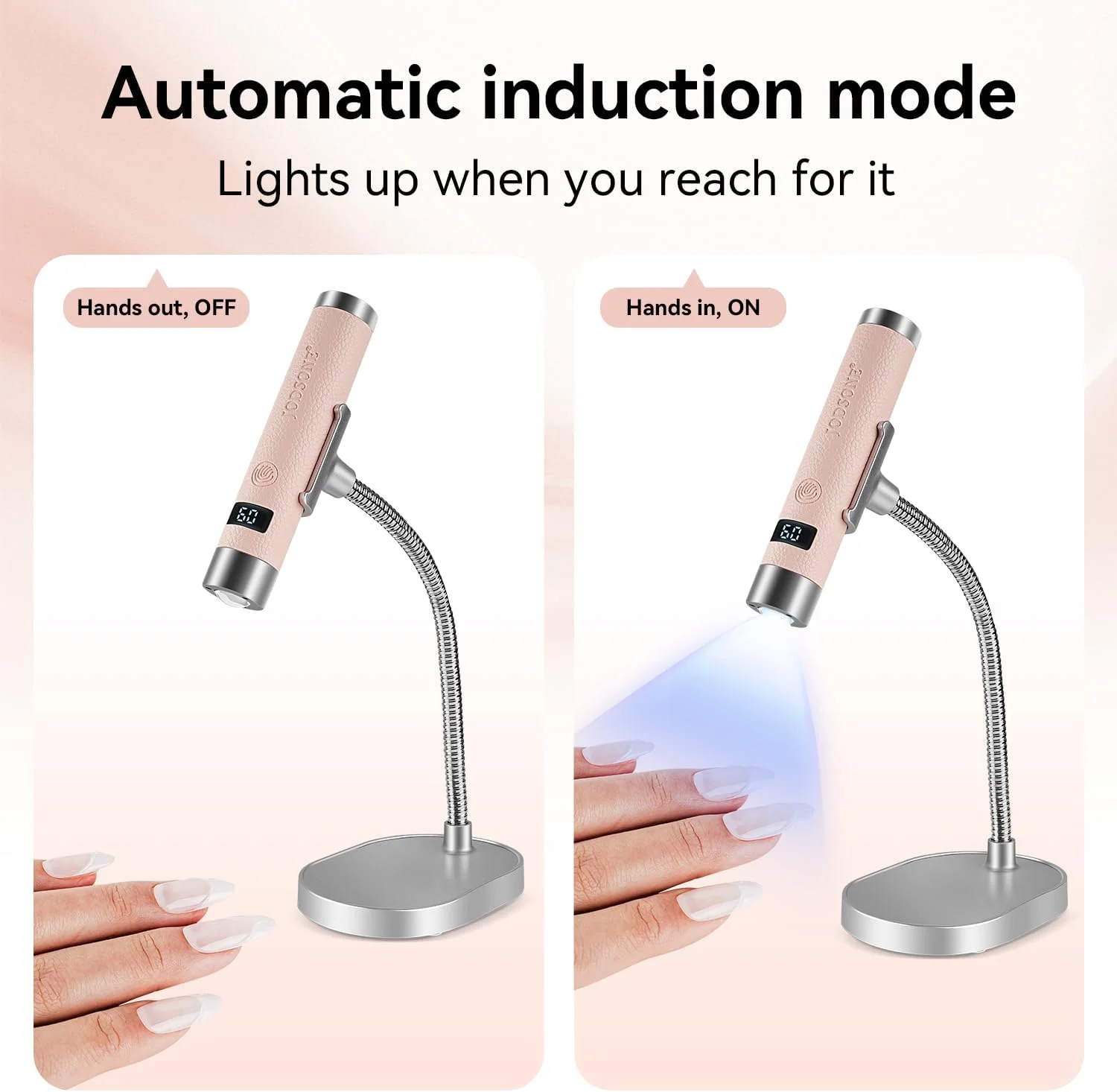 لامپ ناخن ال ای دی یو وی آهنربایی جادسون، قابل حمل، شارژی، خشک کننده لاک ژل با سنسور هوشمند، 2 تایمر و صفحه نمایش ال سی دی مناسب استفاده خانگی و سالن